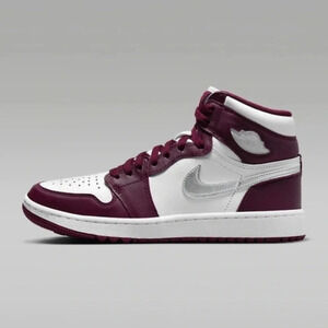 NIKE AIR  JORDAN 1 HIGH GOLF SIZE 14 MENS-15.5WOMENS WHITE-SILVER-BORDEAUX NEW